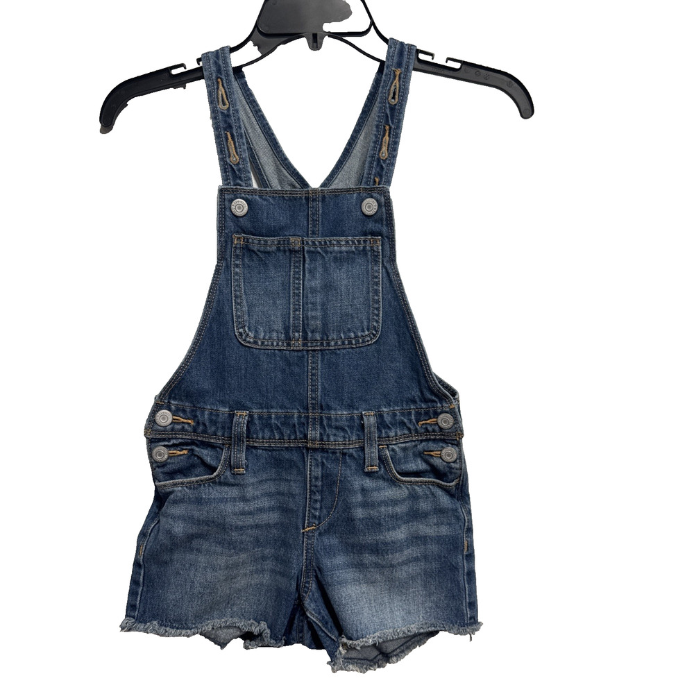 Old Navy Jeans Girls S 6/7 Denim Short Overalls Blue Adjustable Straps Jumper
